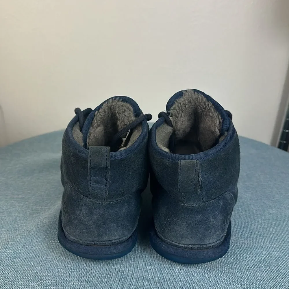 UGG Navy Blue Neumel Suede Chukka Boots Charcoal Sherpa Lined Size 10